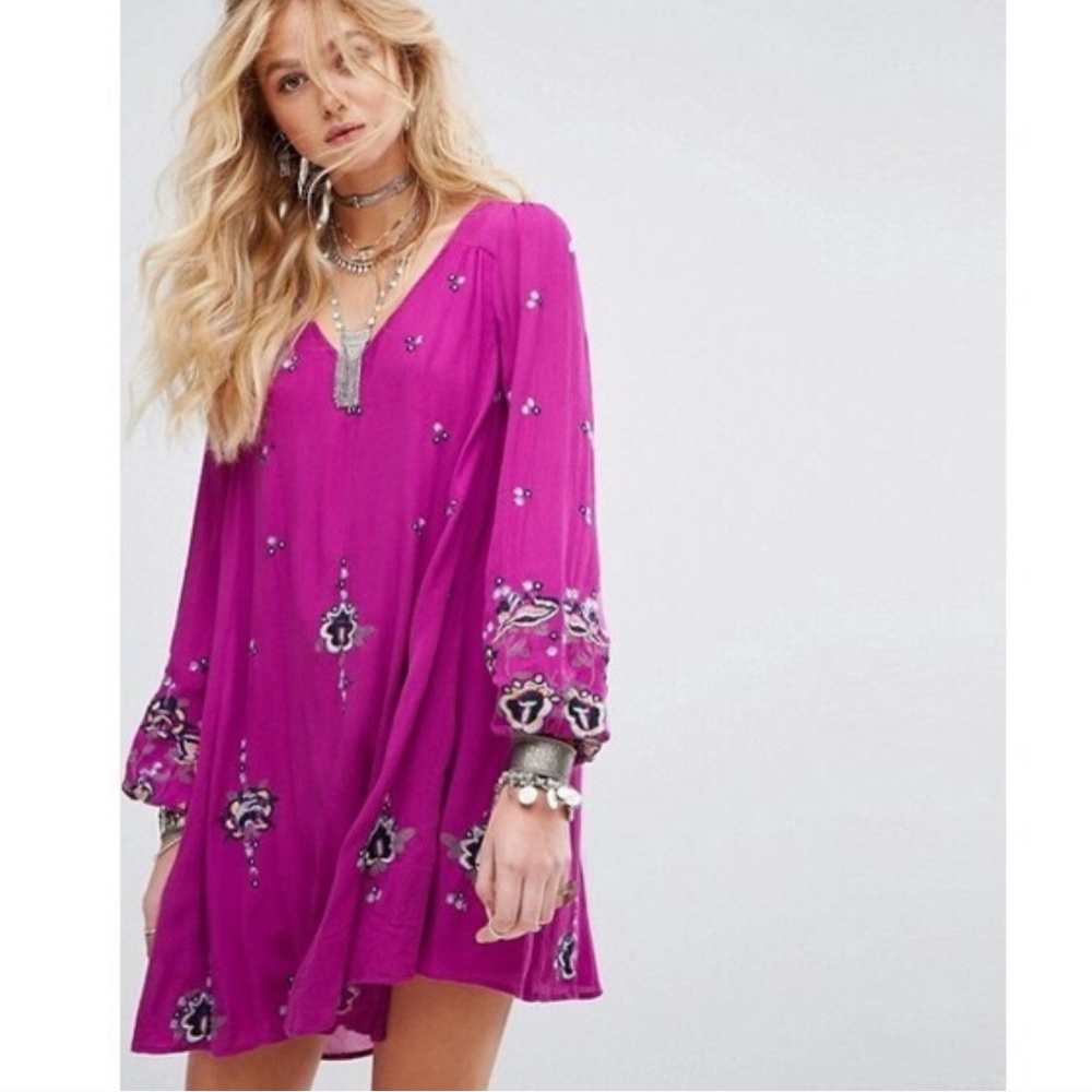 Free People Oxford Lilac Combo Embroidered Mini